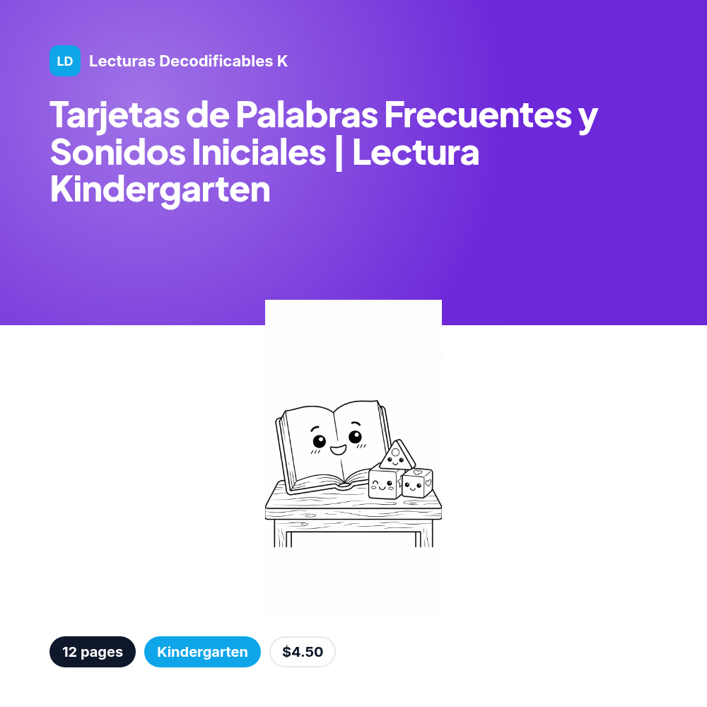 Tarjetas de Palabras Frecuentes y Sonidos Iniciales | Lectura Kindergarten