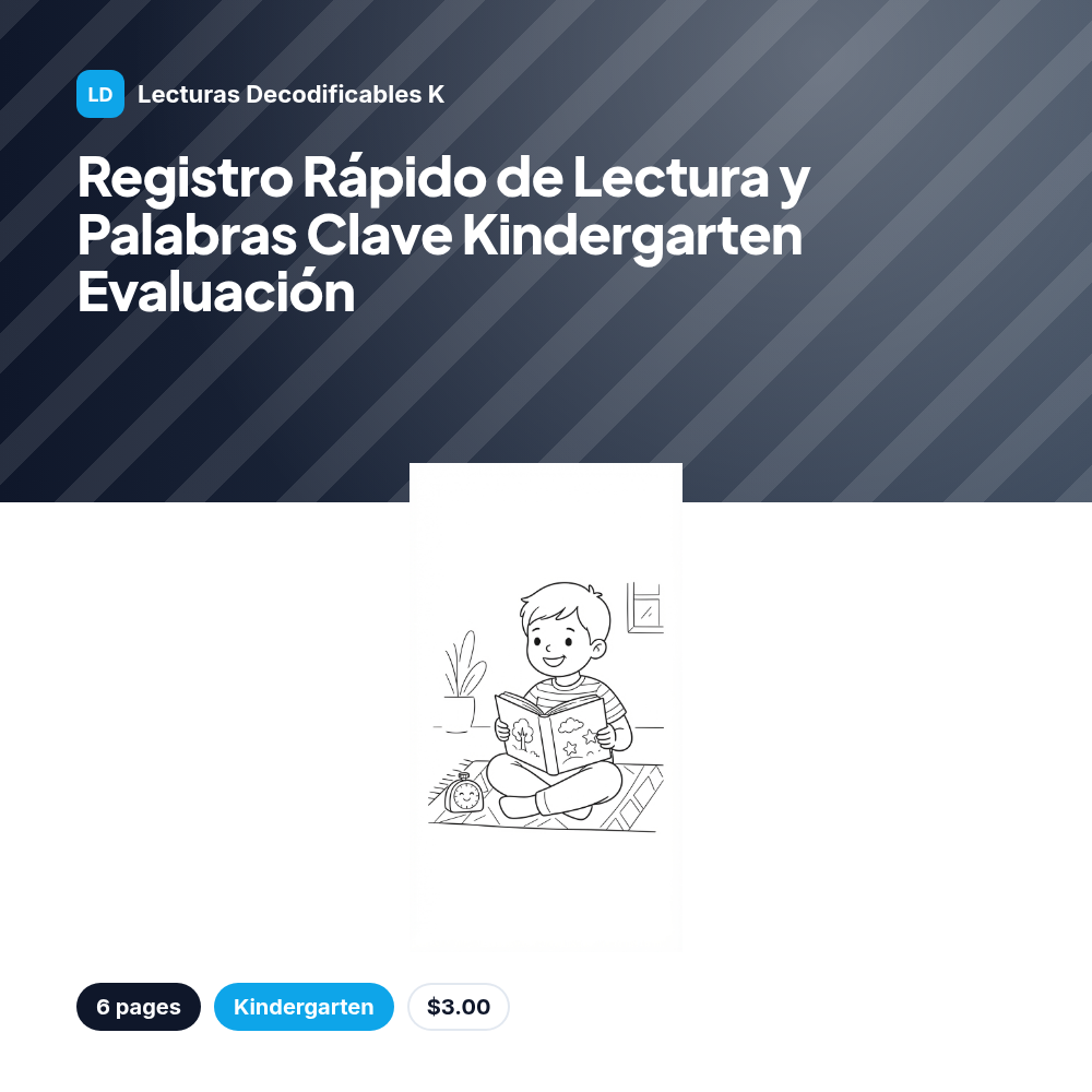 Registro Rápido de Lectura y Palabras Clave Kindergarten Evaluación