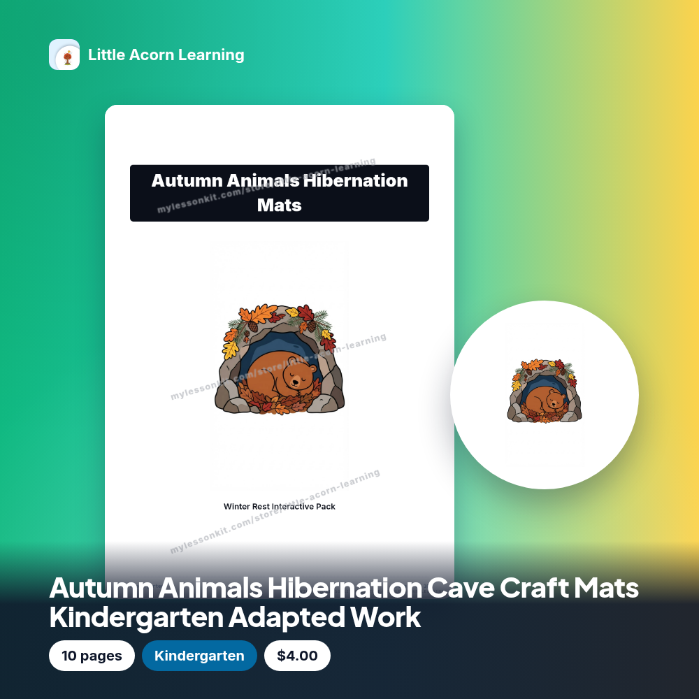 Autumn Animals Hibernation Cave Craft Mats Kindergarten Adapted Work