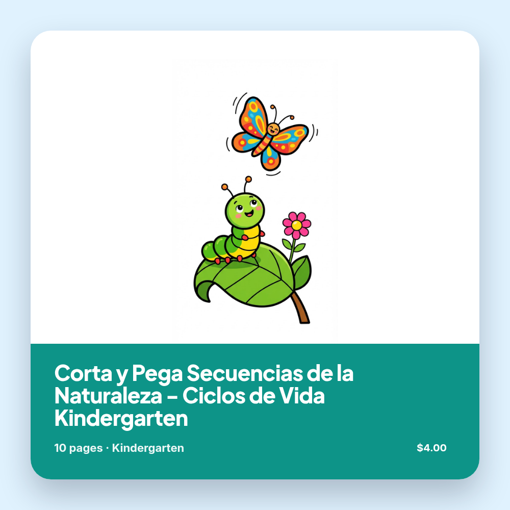 Corta y Pega Secuencias de la Naturaleza - Ciclos de Vida Kindergarten