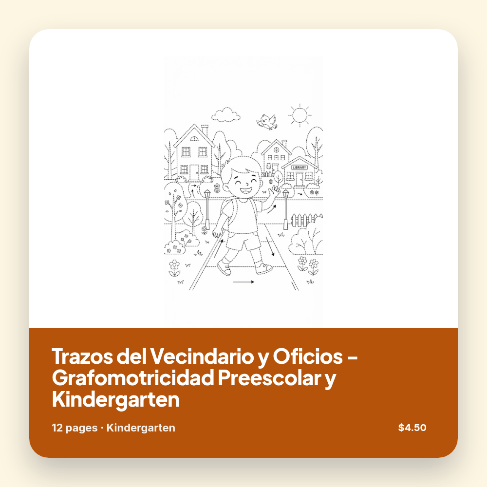 Trazos del Vecindario y Oficios - Grafomotricidad Preescolar y Kindergarten