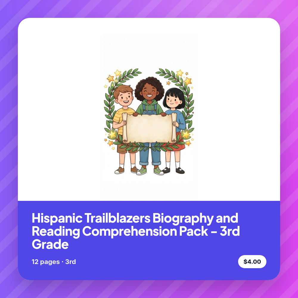 Hispanic Trailblazers Biography and Reading Comprehension Pack - 3rd Grade