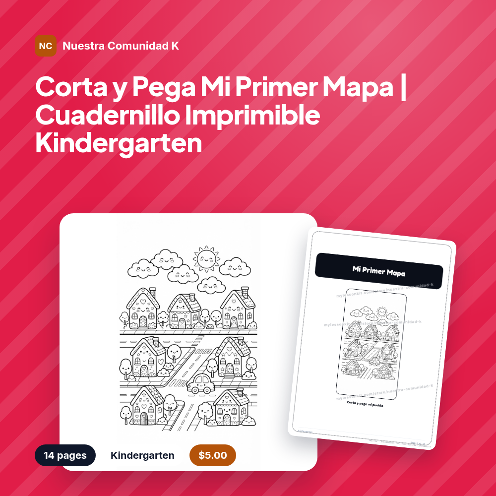Corta y Pega Mi Primer Mapa | Cuadernillo Imprimible Kindergarten