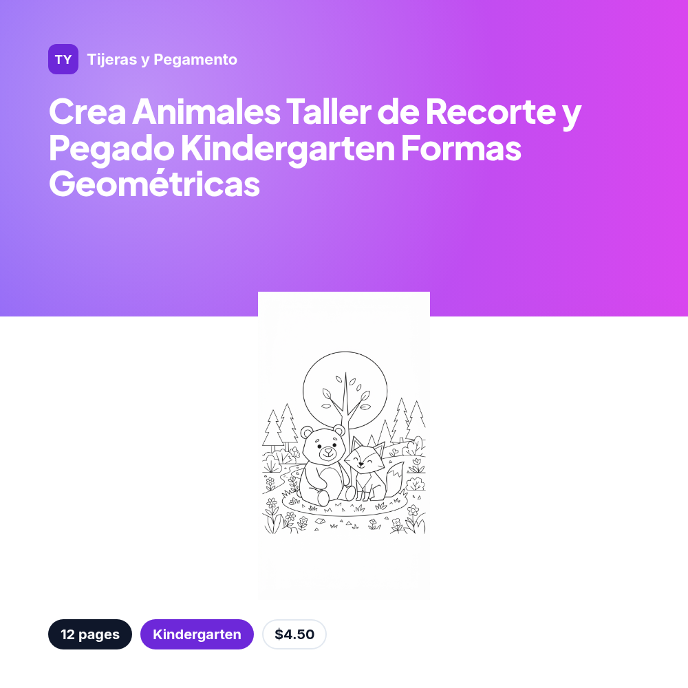 Crea Animales Taller de Recorte y Pegado Kindergarten Formas Geométricas