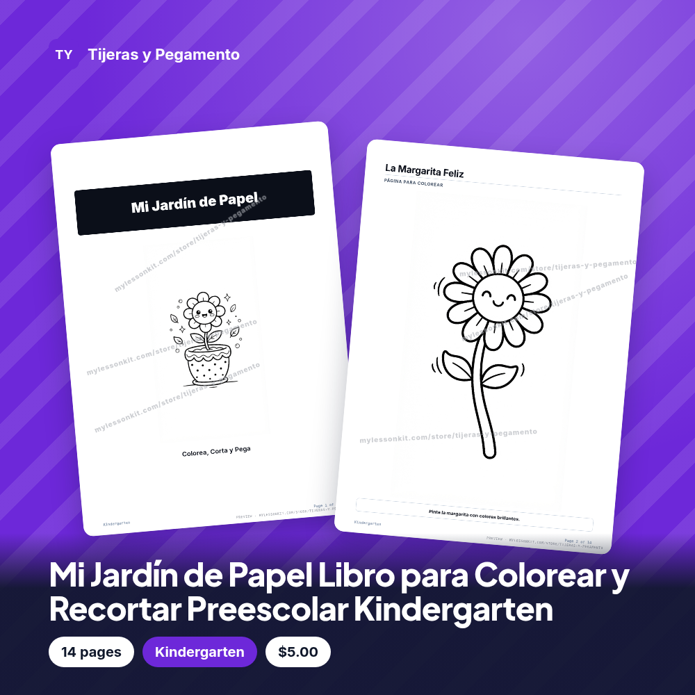 Mi Jardín de Papel Libro para Colorear y Recortar Preescolar Kindergarten