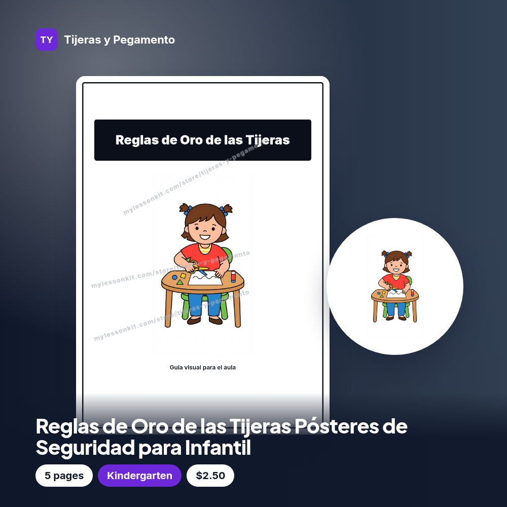 Reglas de Oro de las Tijeras Pósteres de Seguridad para Infantil