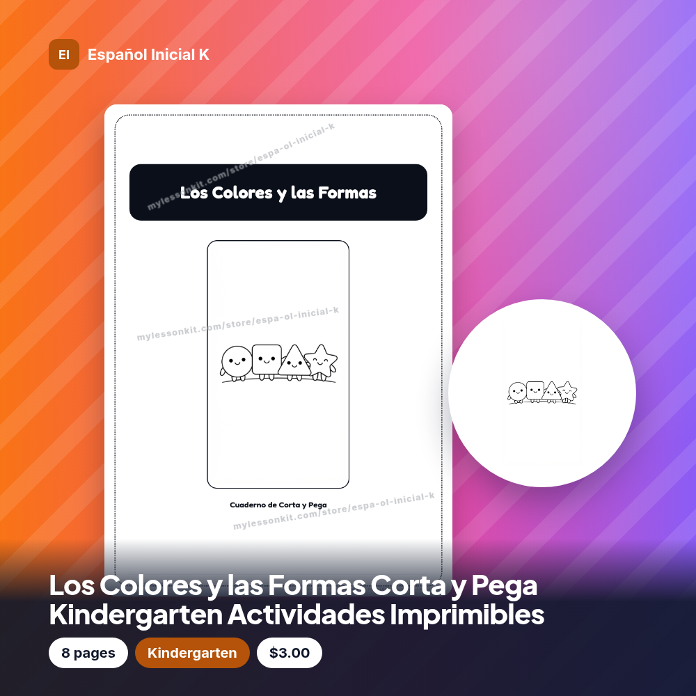 Los Colores y las Formas Corta y Pega Kindergarten Actividades Imprimibles