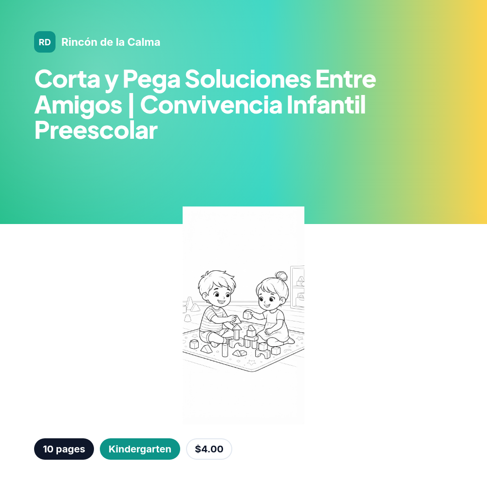 Corta y Pega Soluciones Entre Amigos | Convivencia Infantil Preescolar