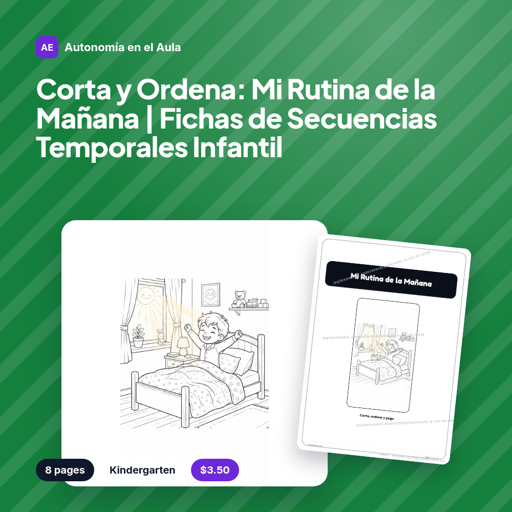 Corta y Ordena: Mi Rutina de la Mañana | Fichas de Secuencias Temporales Infantil