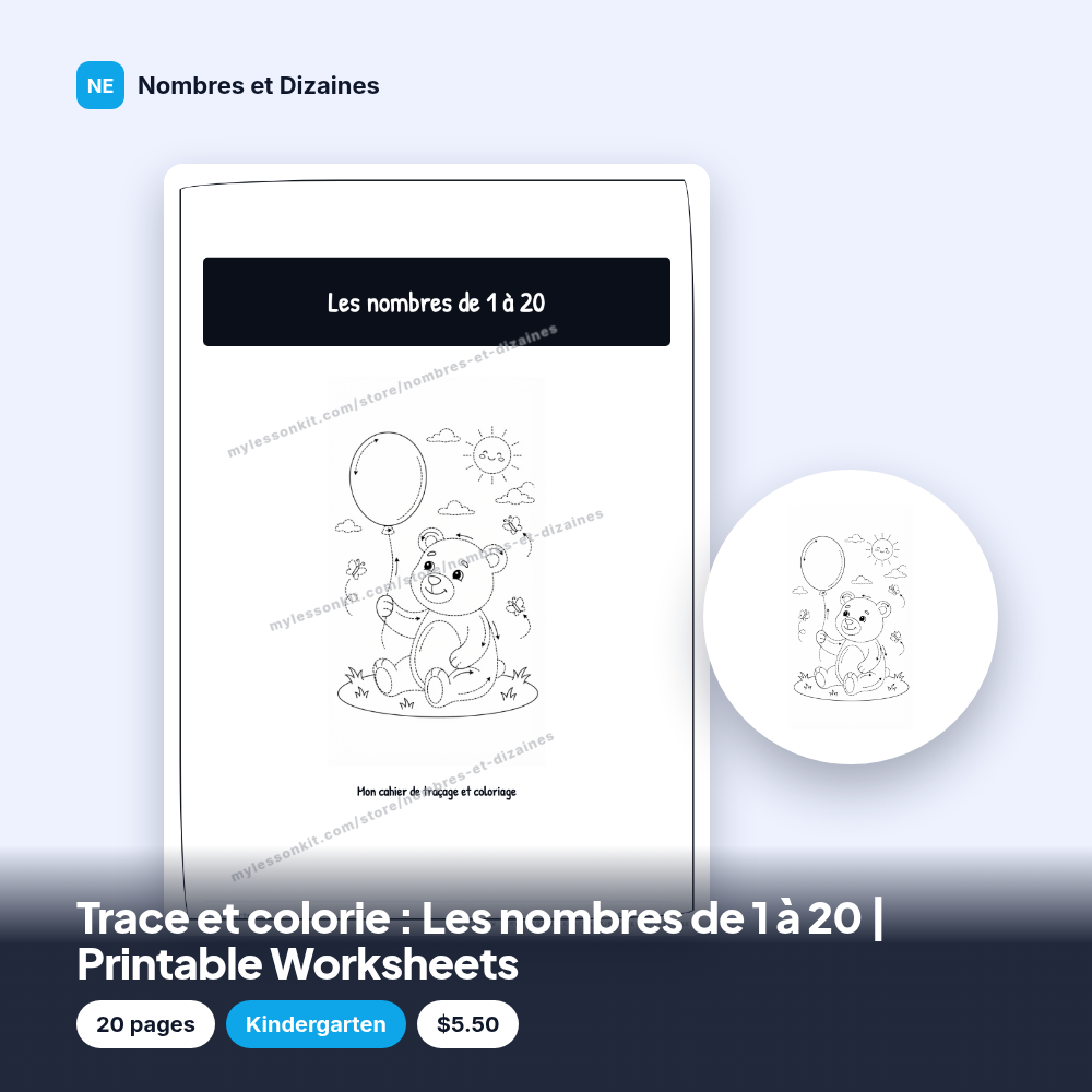 Trace et colorie : Les nombres de 1 à 20 | Printable Worksheets