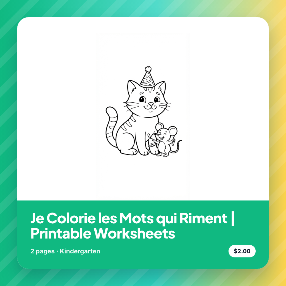 Je Colorie les Mots qui Riment | Printable Worksheets
