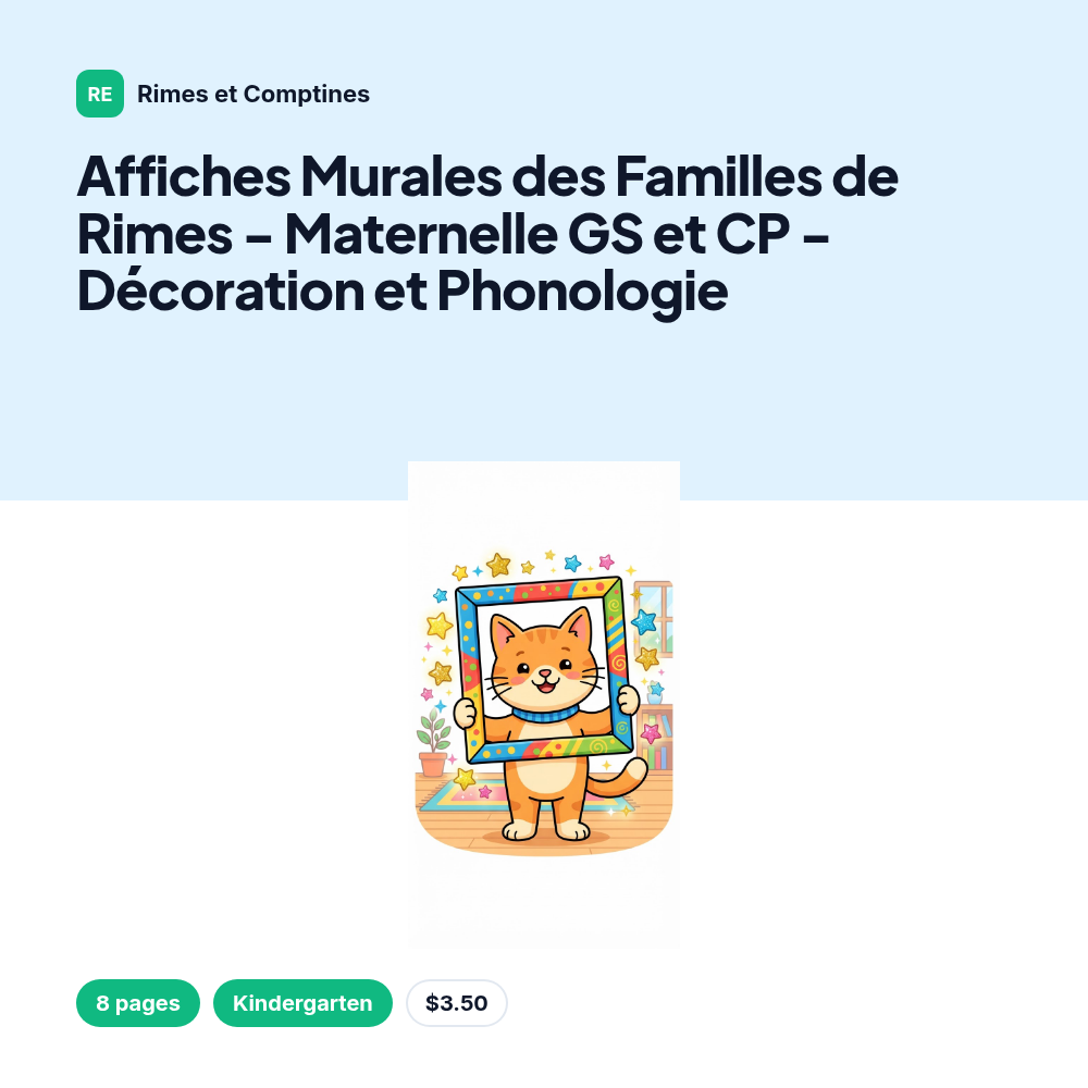 Affiches Murales des Familles de Rimes - Maternelle GS et CP - Décoration et Phonologie