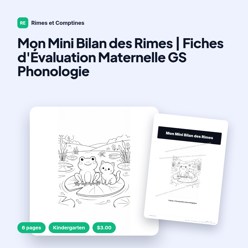 Mon Mini Bilan des Rimes | Fiches d'Évaluation Maternelle GS Phonologie