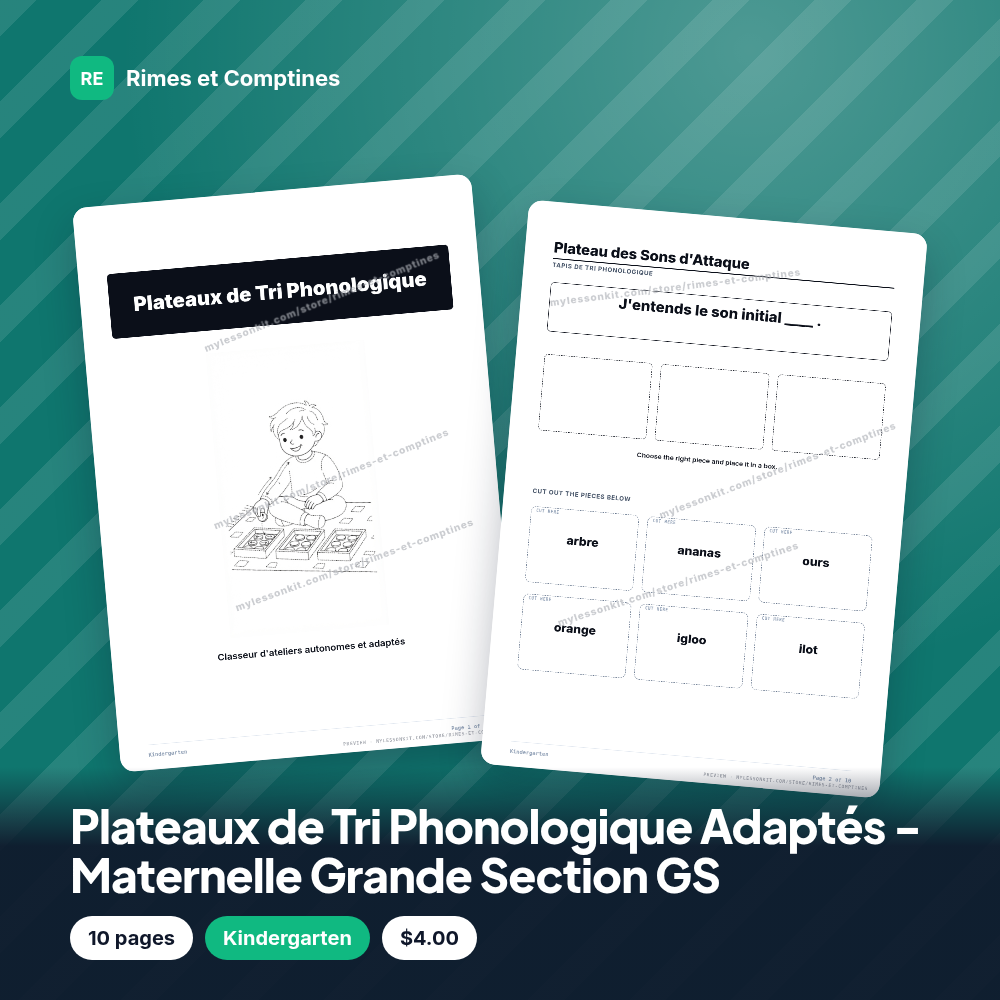 Plateaux de Tri Phonologique Adaptés - Maternelle Grande Section GS