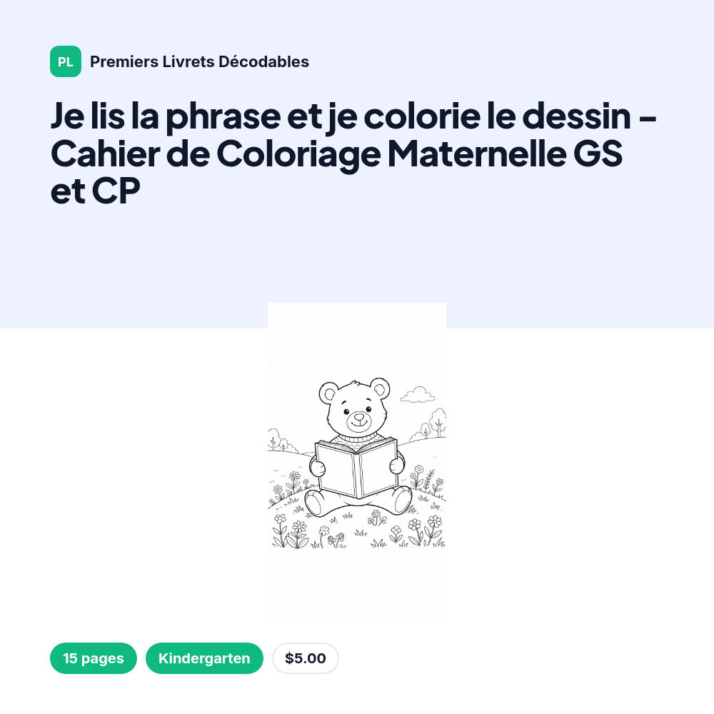 Je lis la phrase et je colorie le dessin - Cahier de Coloriage Maternelle GS et CP