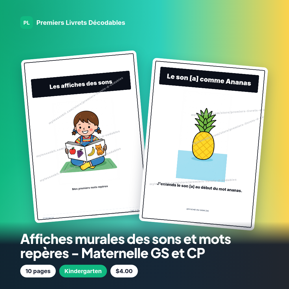 Affiches murales des sons et mots repères - Maternelle GS et CP