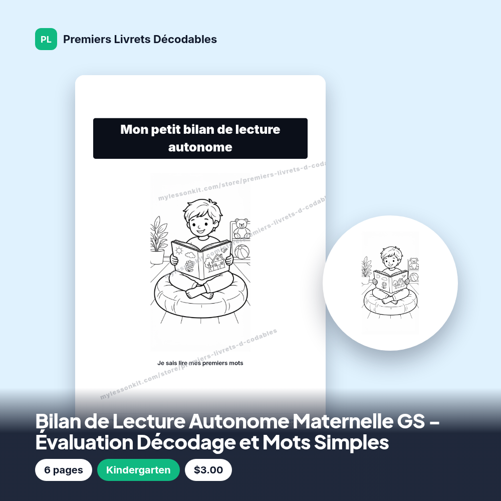 Bilan de Lecture Autonome Maternelle GS - Évaluation Décodage et Mots Simples