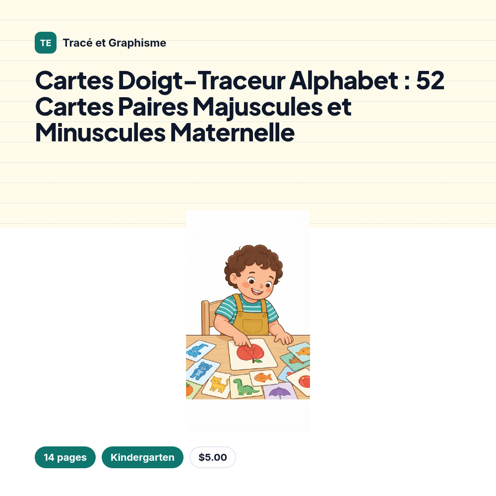 Cartes Doigt-Traceur Alphabet : 52 Cartes Paires Majuscules et Minuscules Maternelle