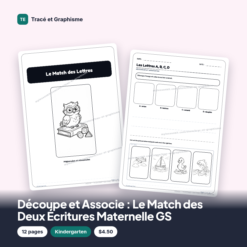 Découpe et Associe : Le Match des Deux Écritures Maternelle GS