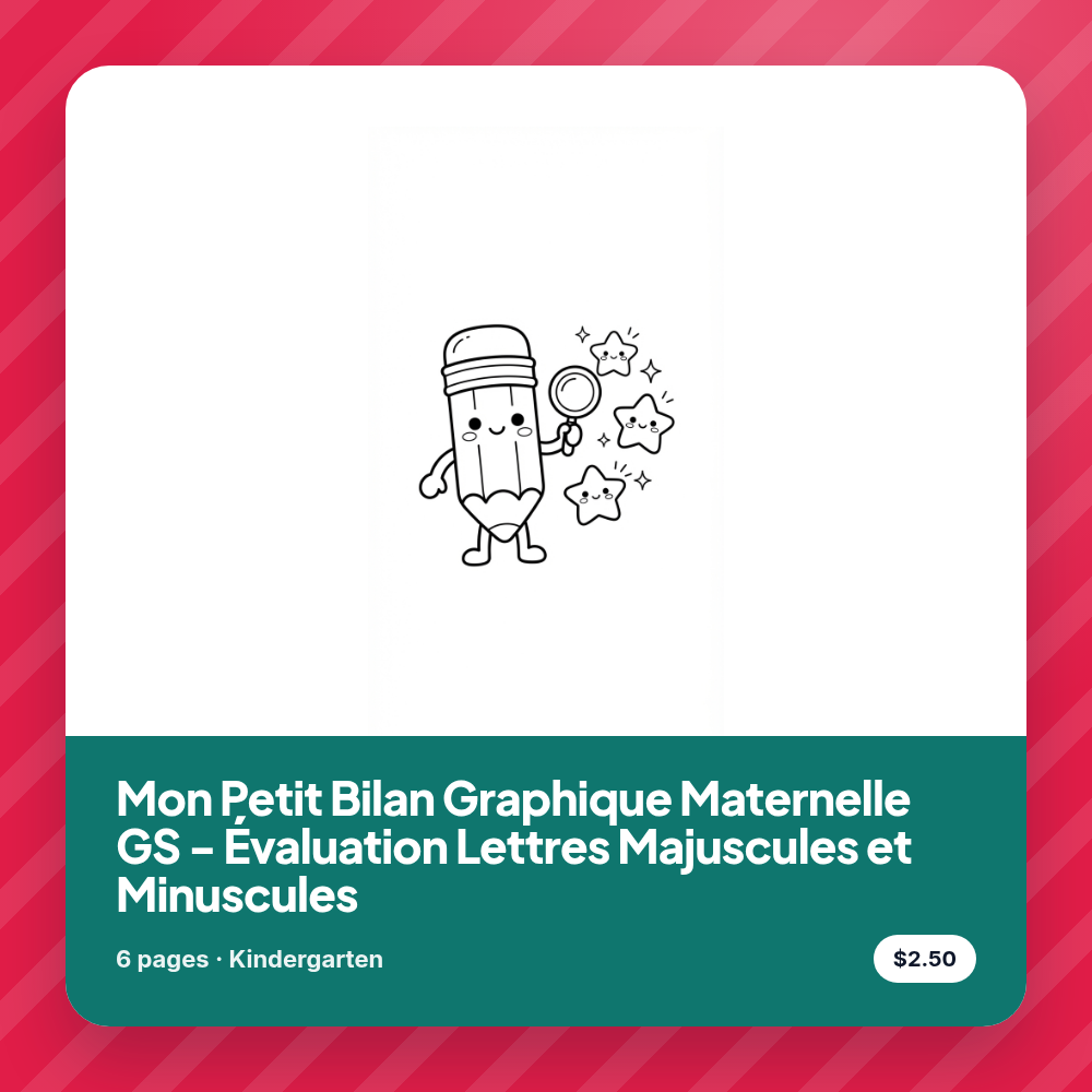 Mon Petit Bilan Graphique Maternelle GS - Évaluation Lettres Majuscules et Minuscules