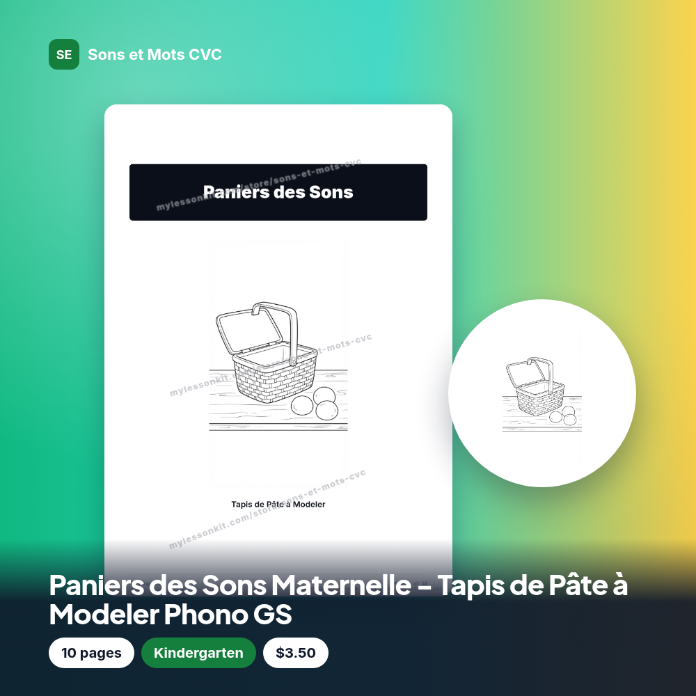 Paniers des Sons Maternelle - Tapis de Pâte à Modeler Phono GS