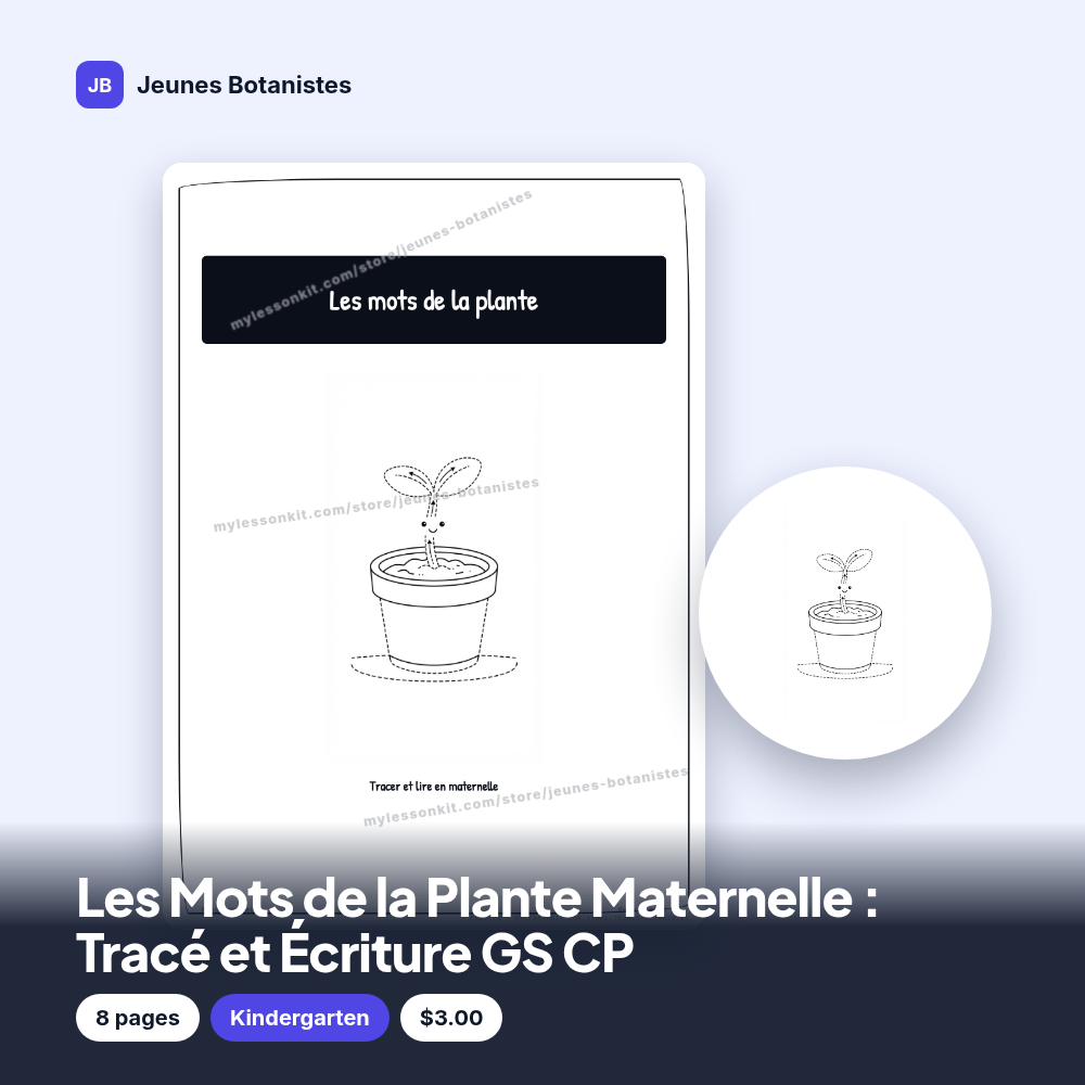 Les Mots de la Plante Maternelle : Tracé et Écriture GS CP