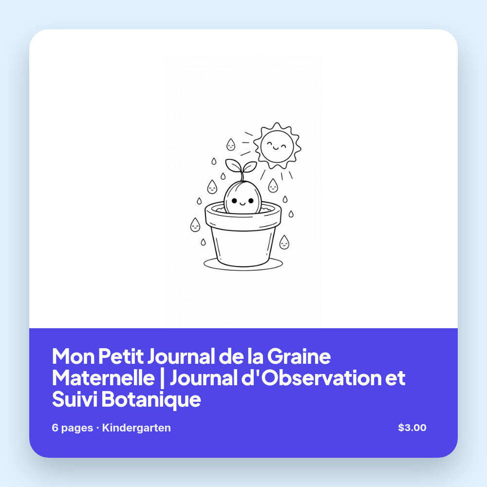 Mon Petit Journal de la Graine Maternelle | Journal d'Observation et Suivi Botanique