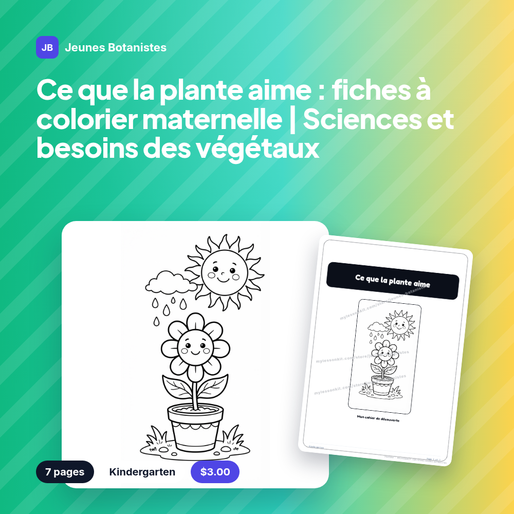 Ce que la plante aime : fiches à colorier maternelle | Sciences et besoins des végétaux