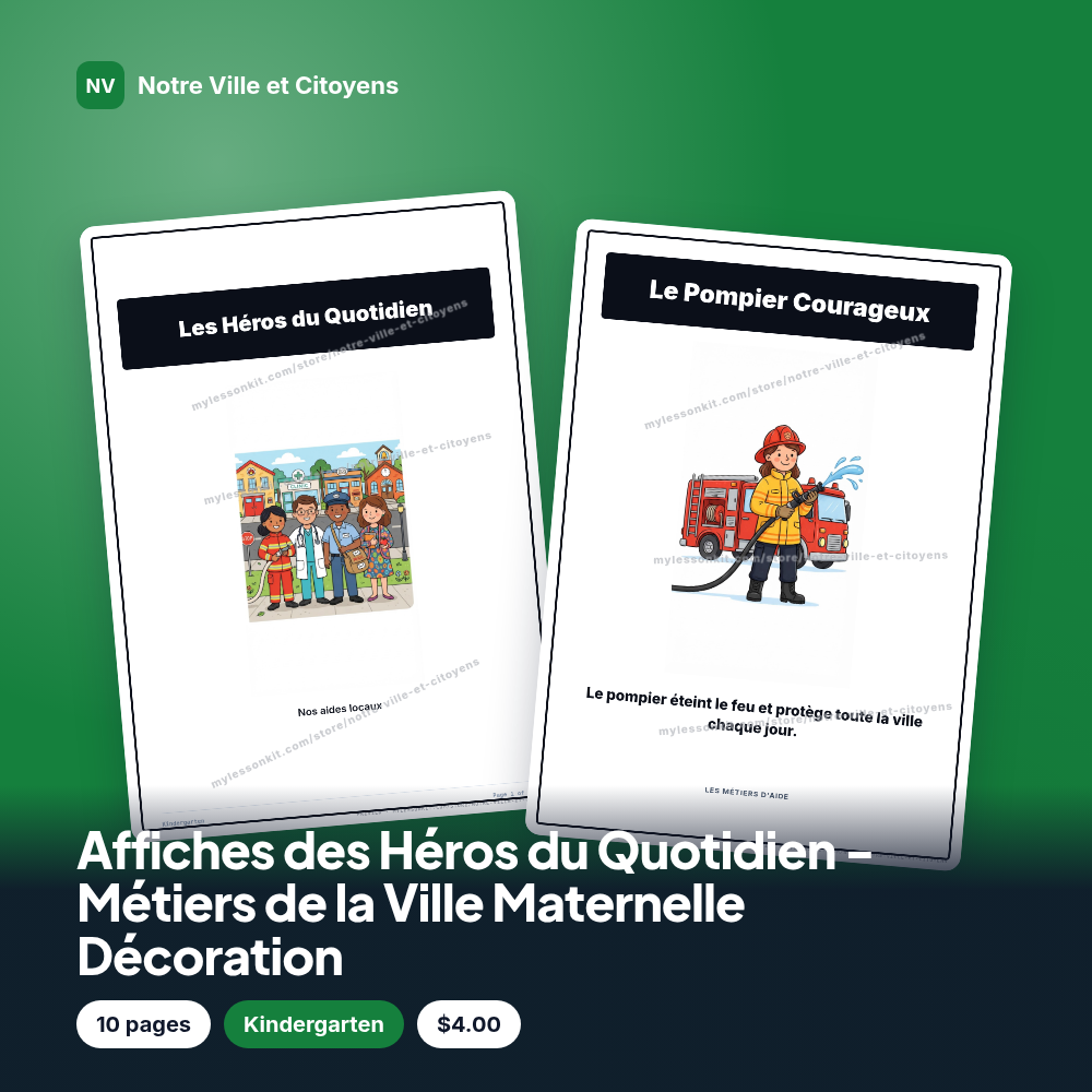 Affiches des Héros du Quotidien - Métiers de la Ville Maternelle Décoration