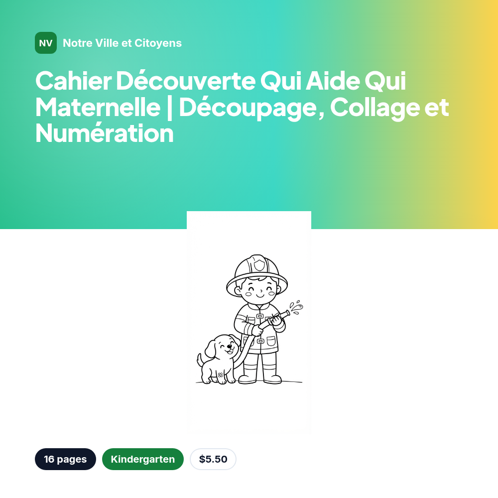 Cahier Découverte Qui Aide Qui Maternelle | Découpage, Collage et Numération