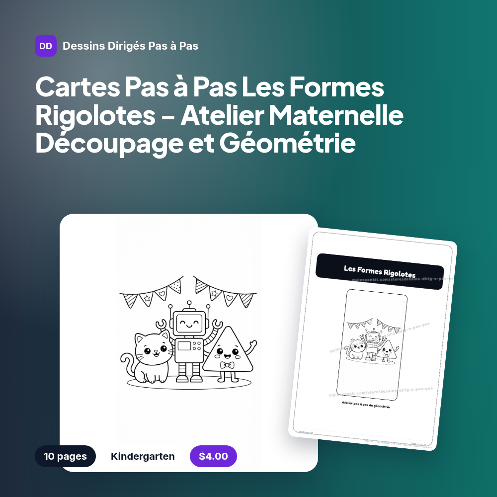 Cartes Pas à Pas Les Formes Rigolotes - Atelier Maternelle Découpage et Géométrie