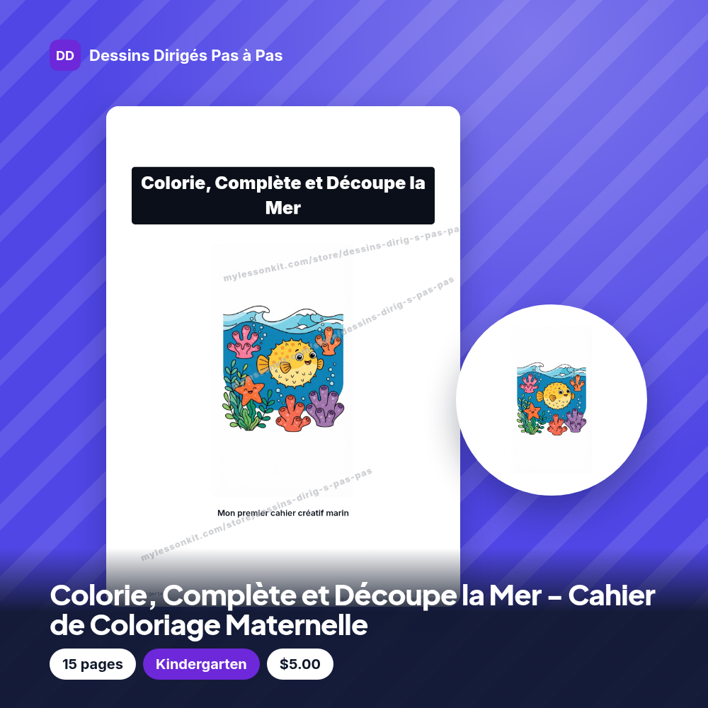 Colorie, Complète et Découpe la Mer - Cahier de Coloriage Maternelle