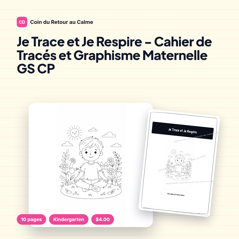 Je Trace et Je Respire - Cahier de Tracés et Graphisme Maternelle GS CP