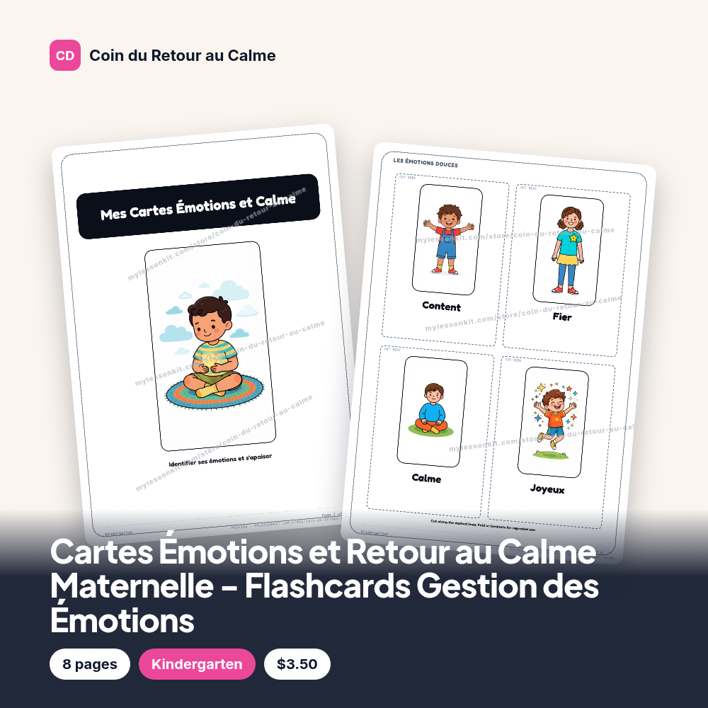 Cartes Émotions et Retour au Calme Maternelle - Flashcards Gestion des Émotions