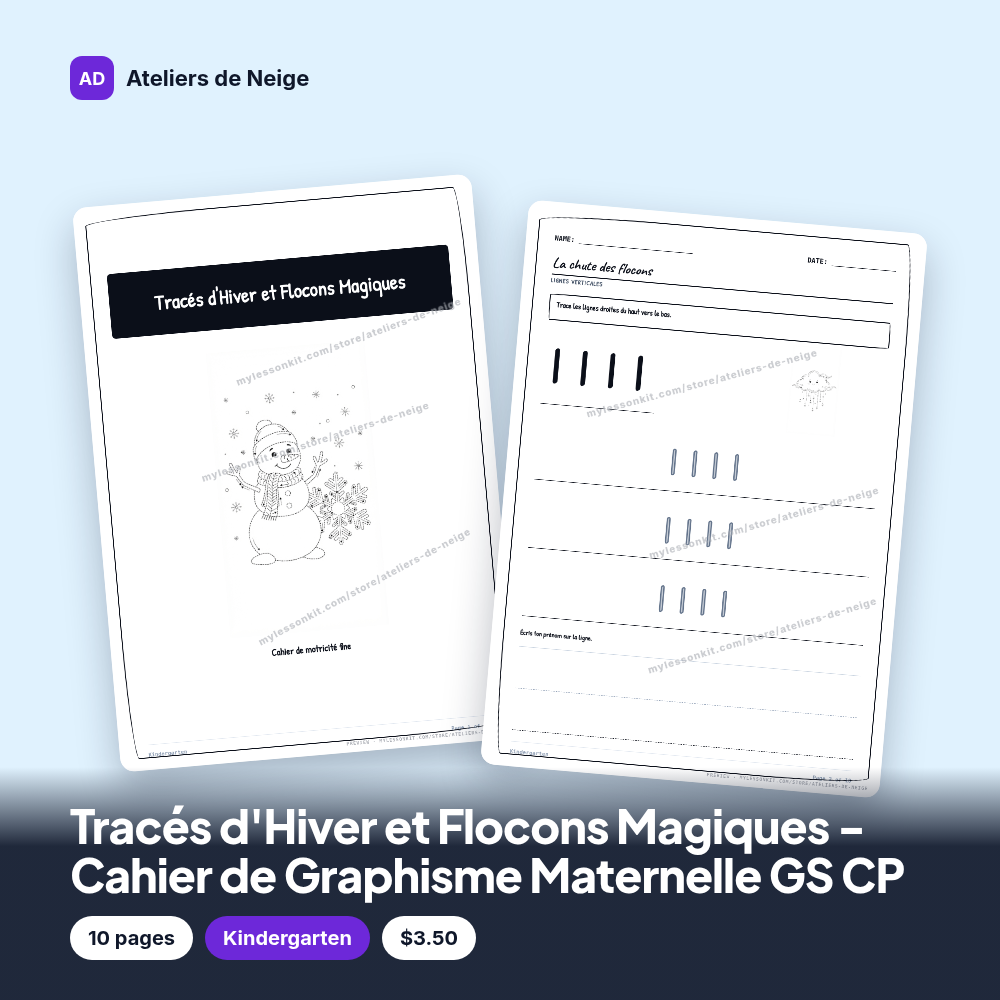 Tracés d'Hiver et Flocons Magiques - Cahier de Graphisme Maternelle GS CP