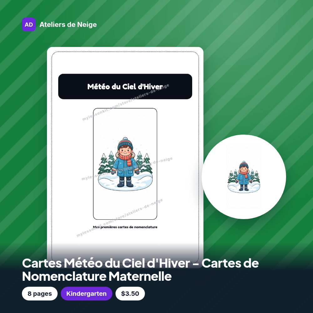 Cartes Météo du Ciel d'Hiver - Cartes de Nomenclature Maternelle
