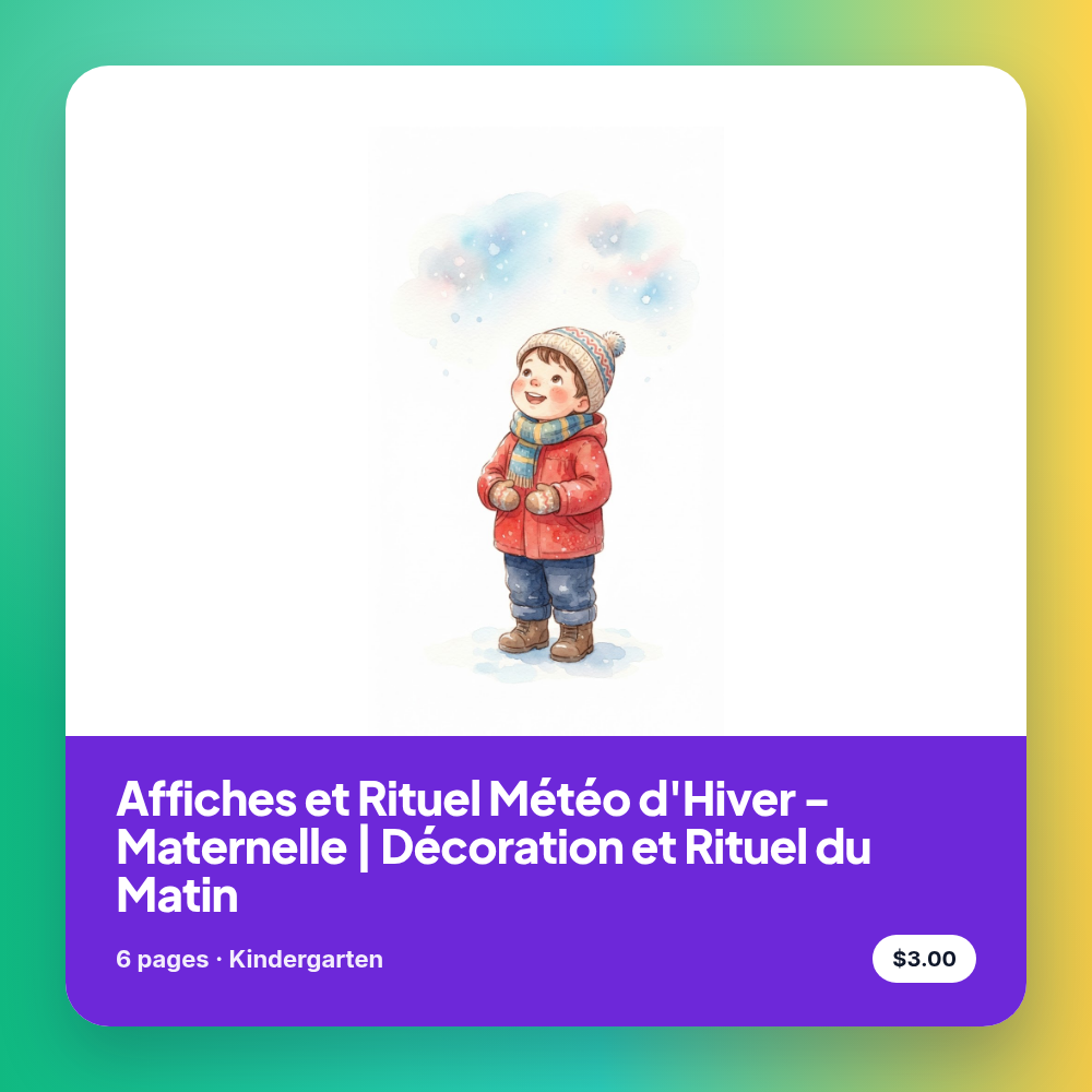 Affiches et Rituel Météo d'Hiver - Maternelle | Décoration et Rituel du Matin