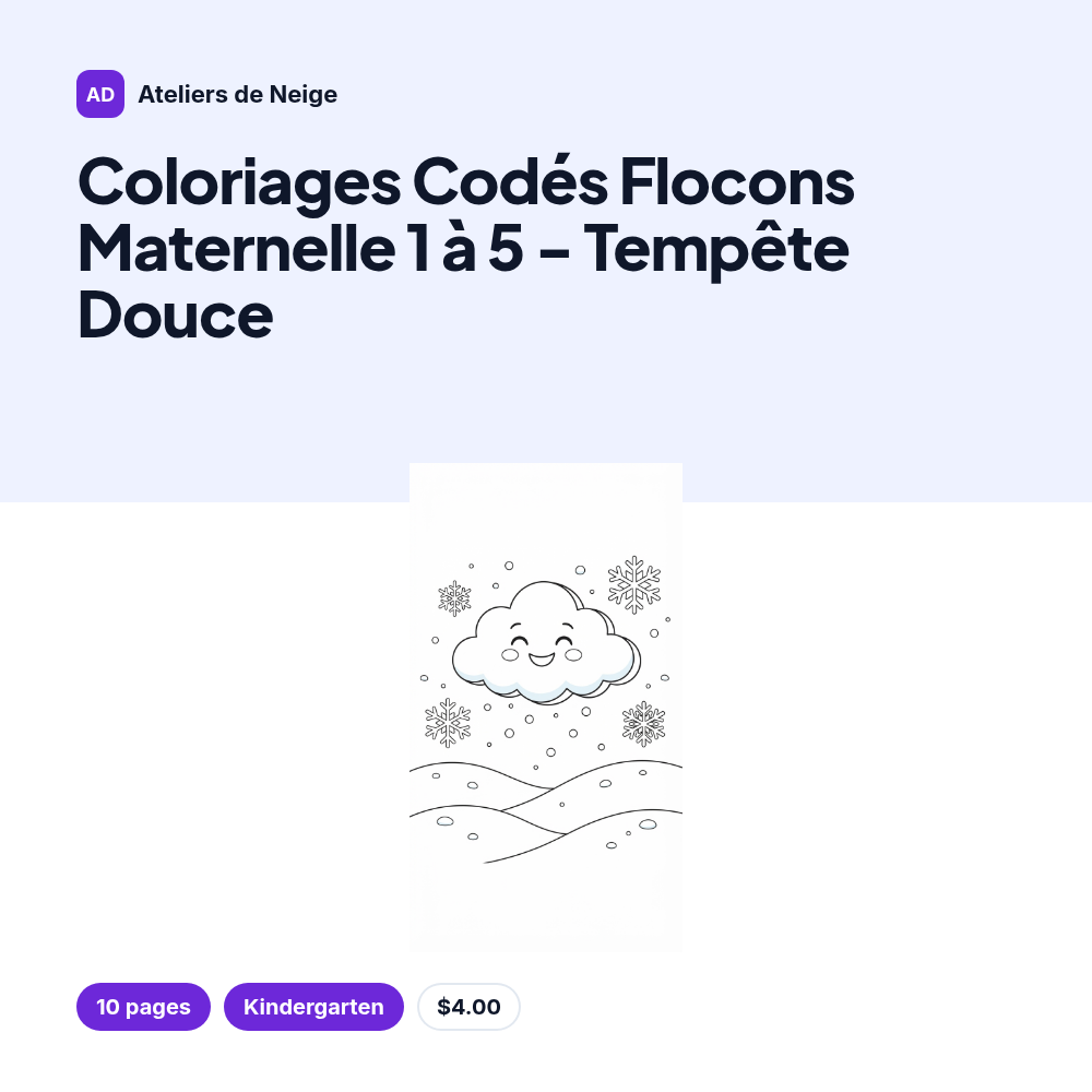 Coloriages Codés Flocons Maternelle 1 à 5 - Tempête Douce