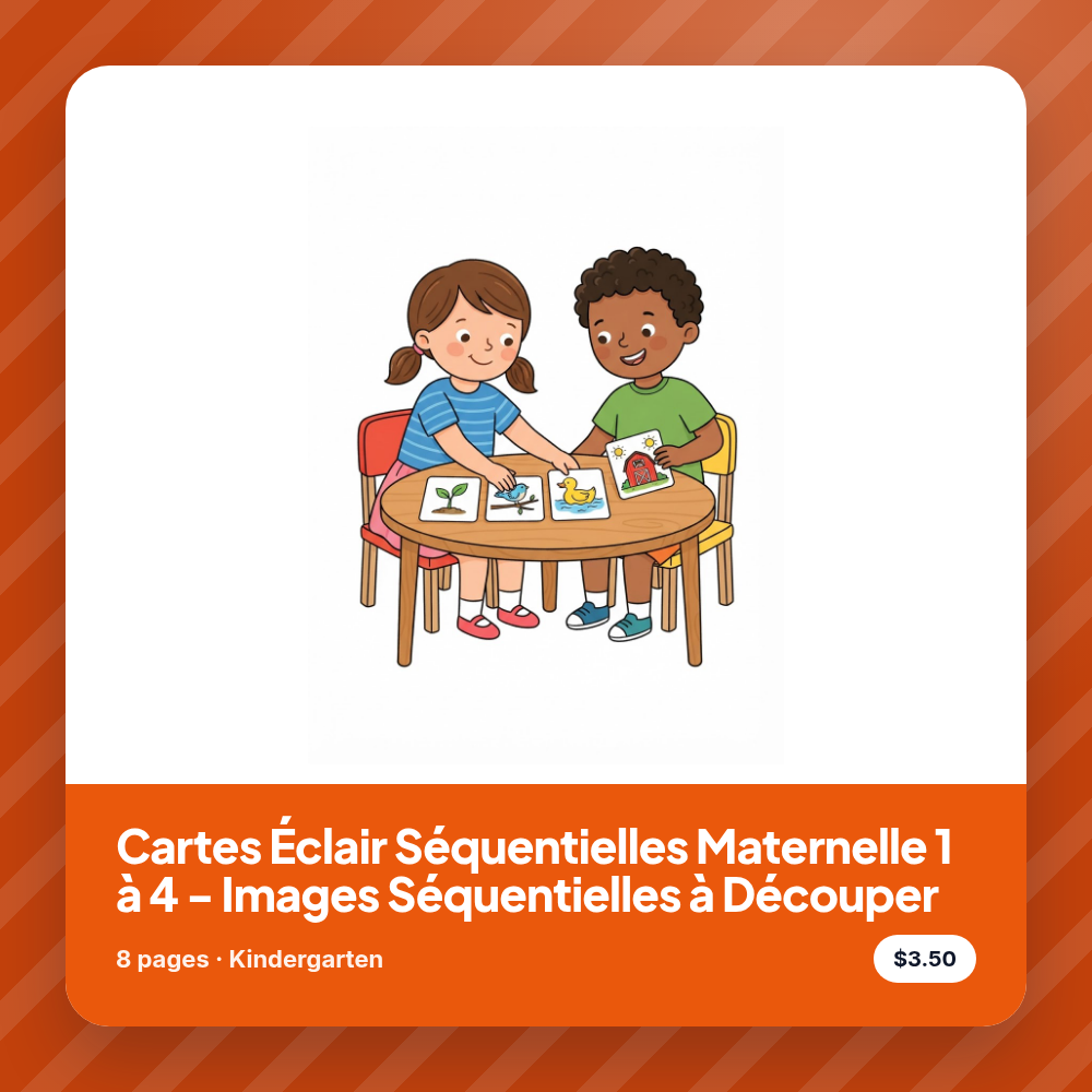 Cartes Éclair Séquentielles Maternelle 1 à 4 - Images Séquentielles à Découper