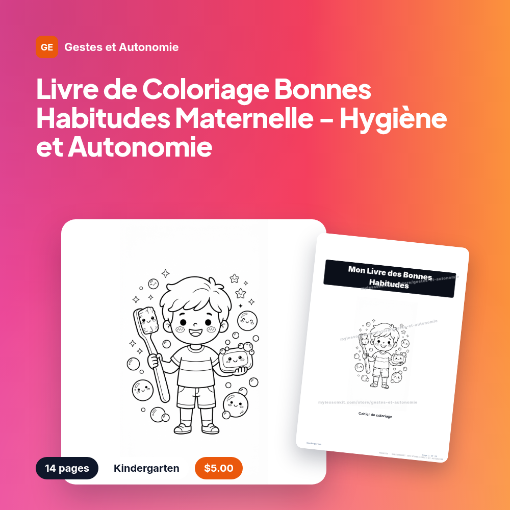 Livre de Coloriage Bonnes Habitudes Maternelle - Hygiène et Autonomie