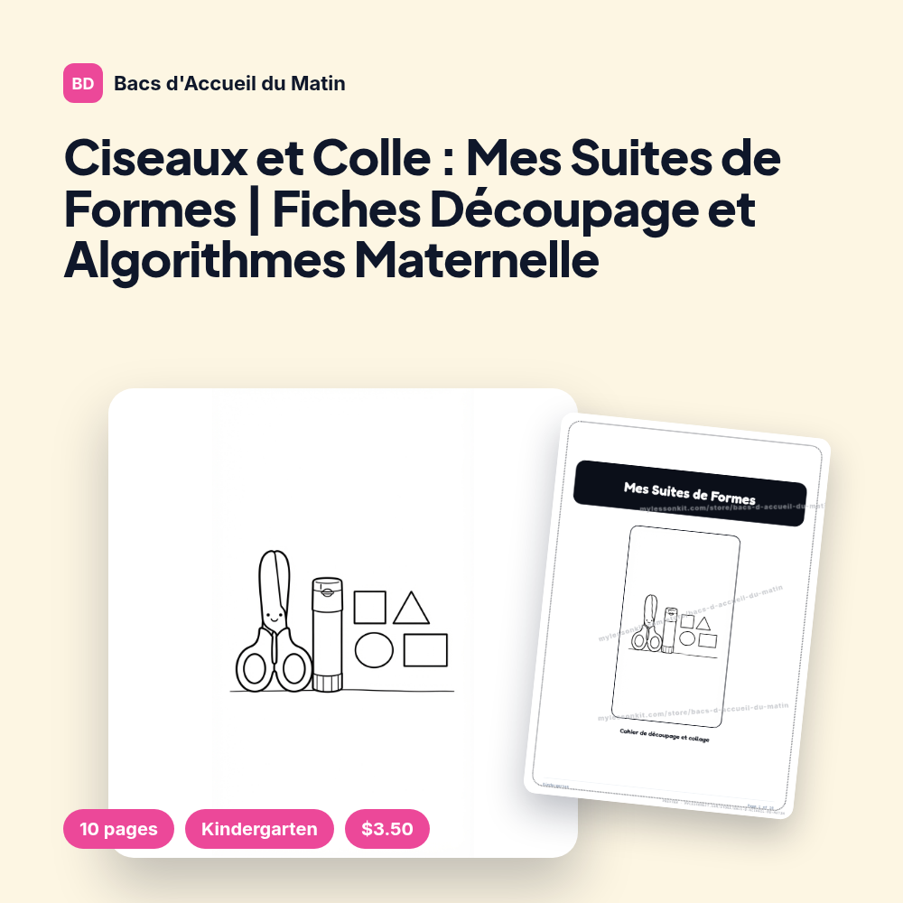 Ciseaux et Colle : Mes Suites de Formes | Fiches Découpage et Algorithmes Maternelle