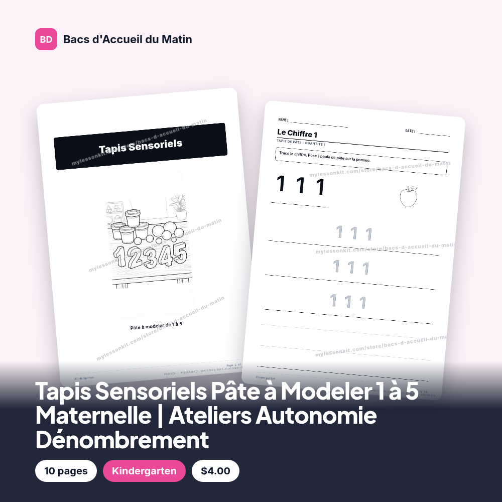 Tapis Sensoriels Pâte à Modeler 1 à 5 Maternelle | Ateliers Autonomie Dénombrement
