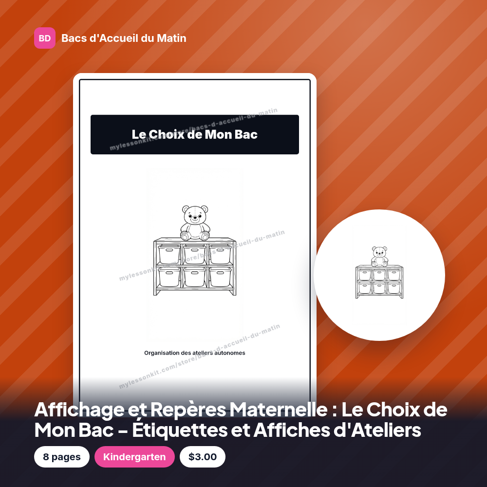 Affichage et Repères Maternelle : Le Choix de Mon Bac - Étiquettes et Affiches d'Ateliers