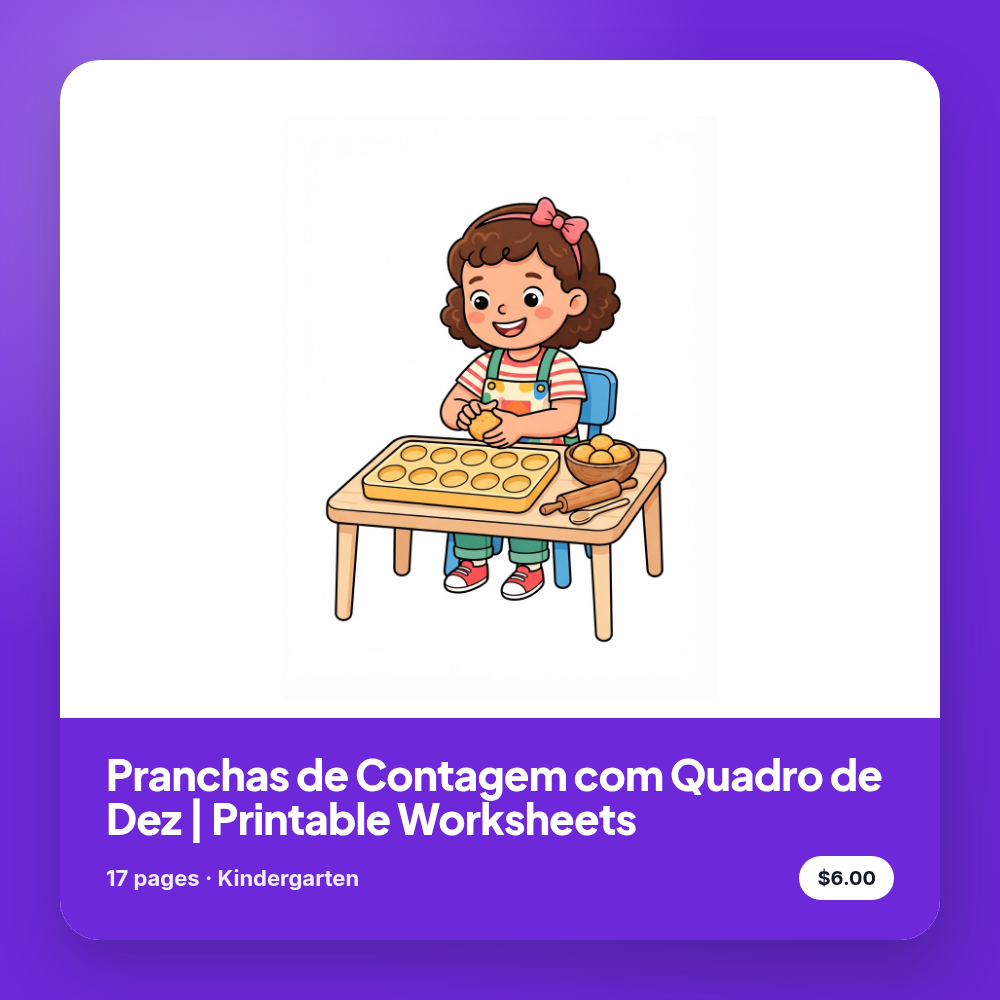 Pranchas de Contagem com Quadro de Dez | Printable Worksheets
