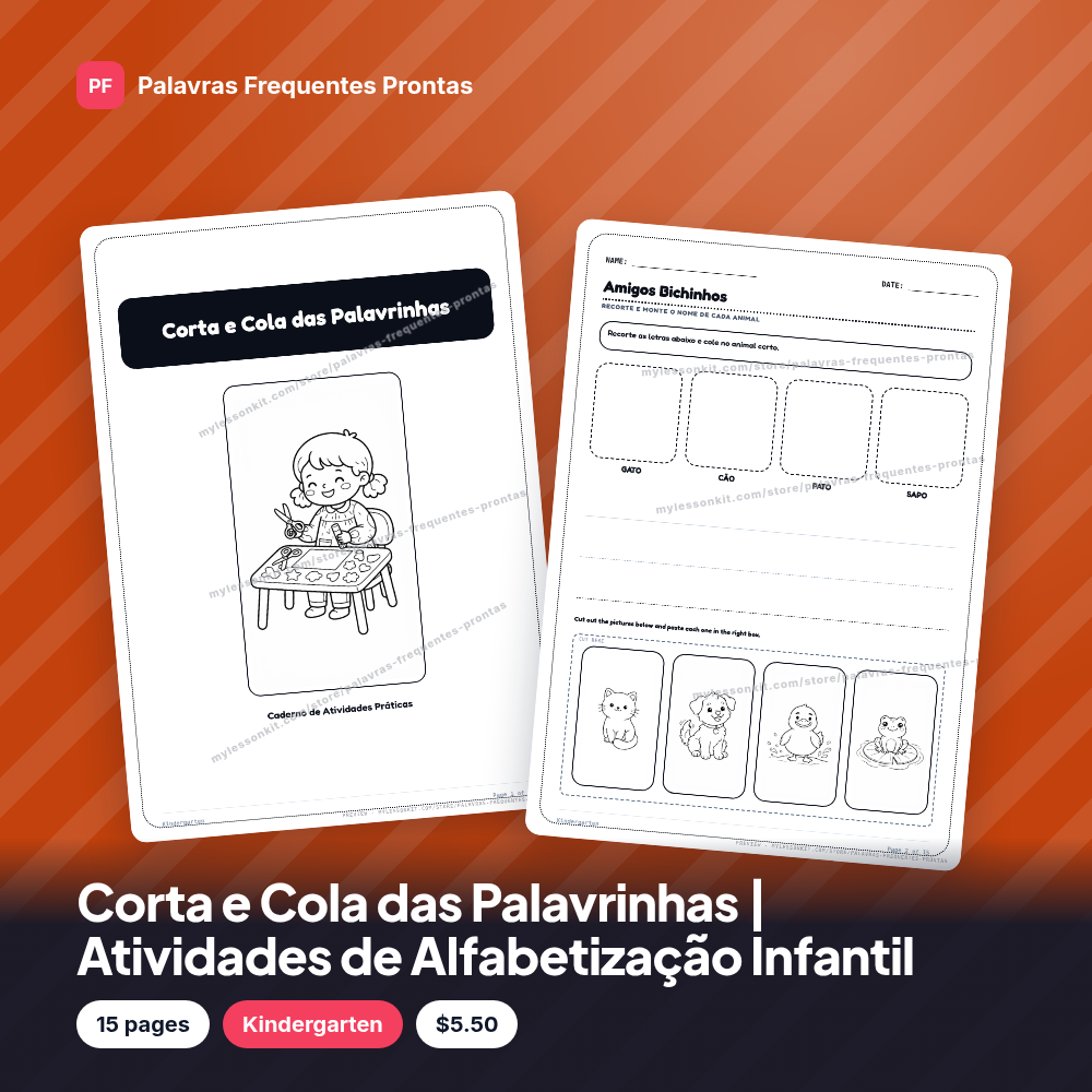 Corta e Cola das Palavrinhas | Atividades de Alfabetização Infantil
