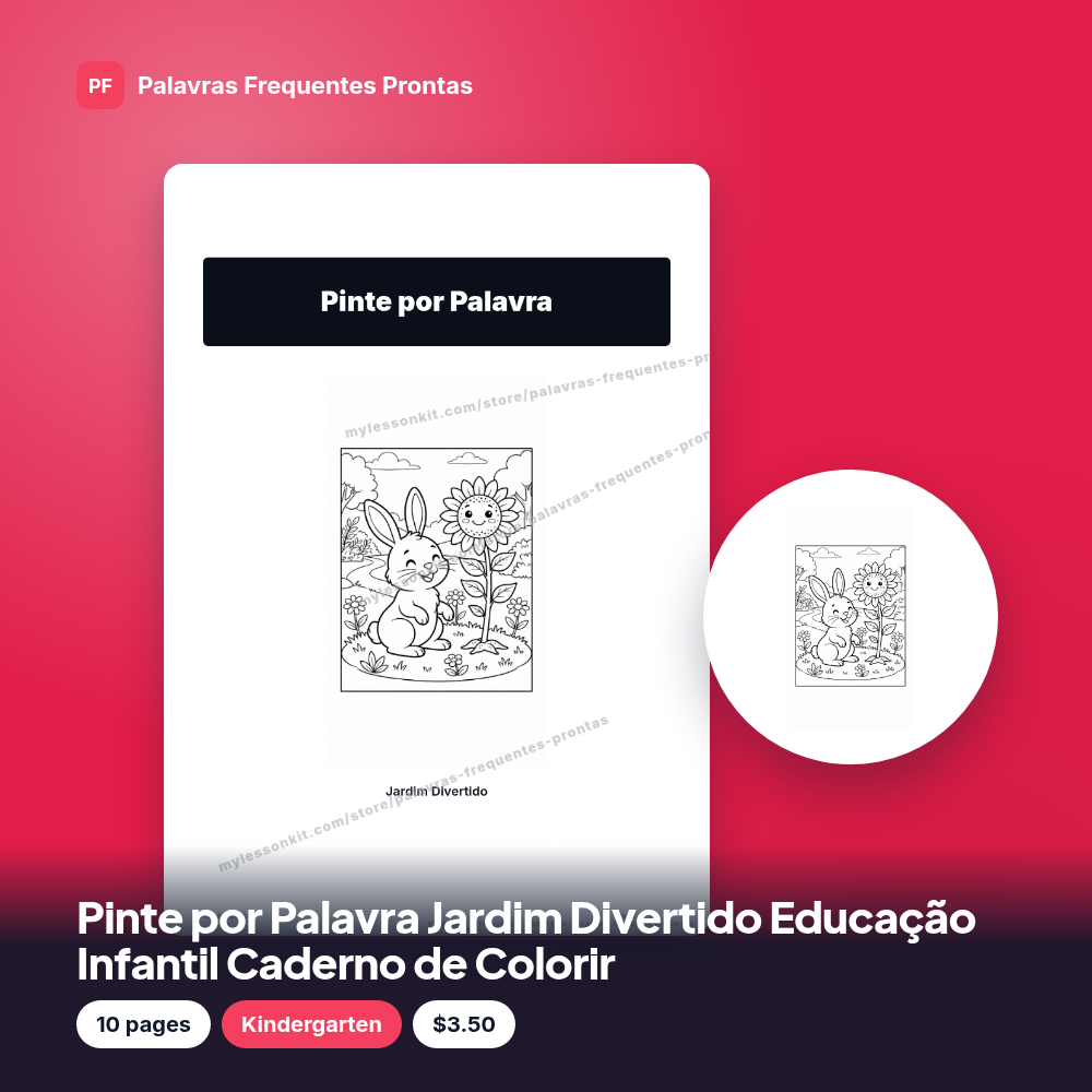 Pinte por Palavra Jardim Divertido Educação Infantil Caderno de Colorir