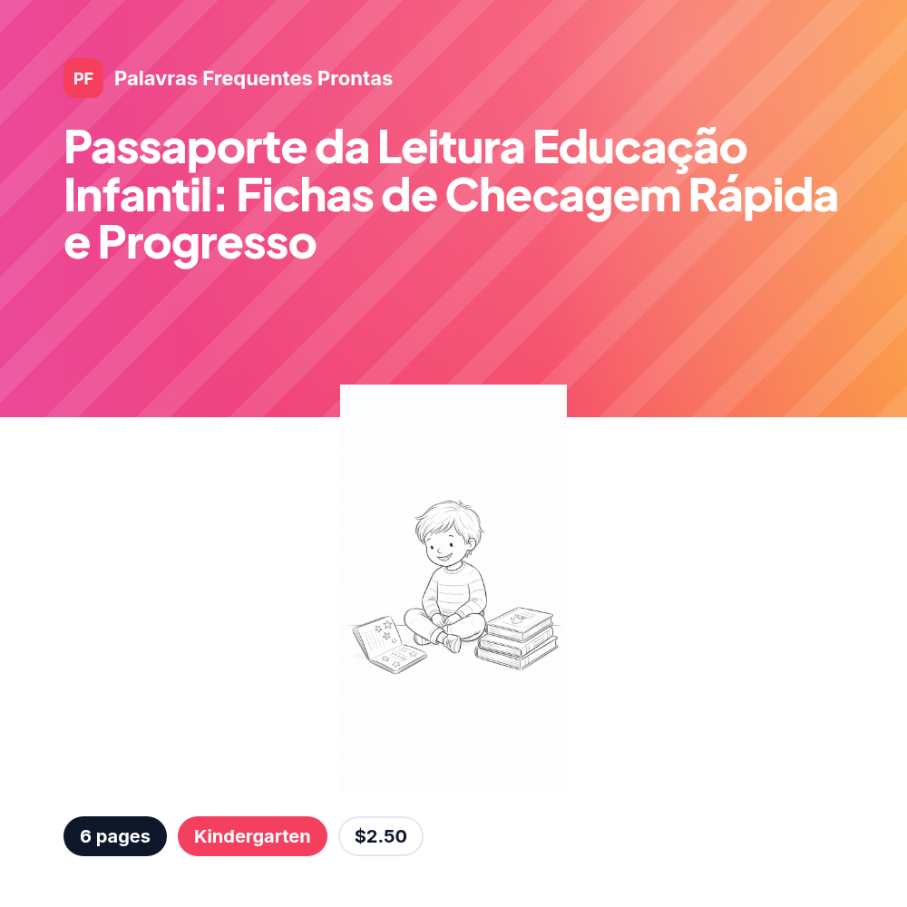 Passaporte da Leitura Educação Infantil: Fichas de Checagem Rápida e Progresso