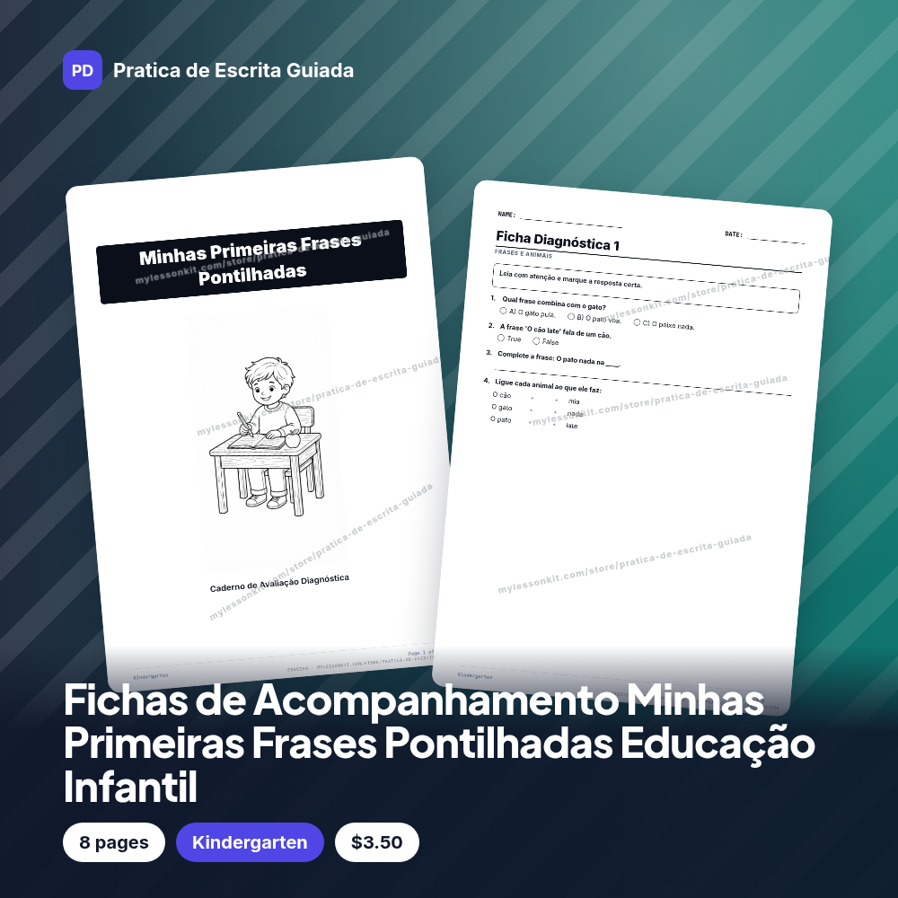 Fichas de Acompanhamento Minhas Primeiras Frases Pontilhadas Educação Infantil