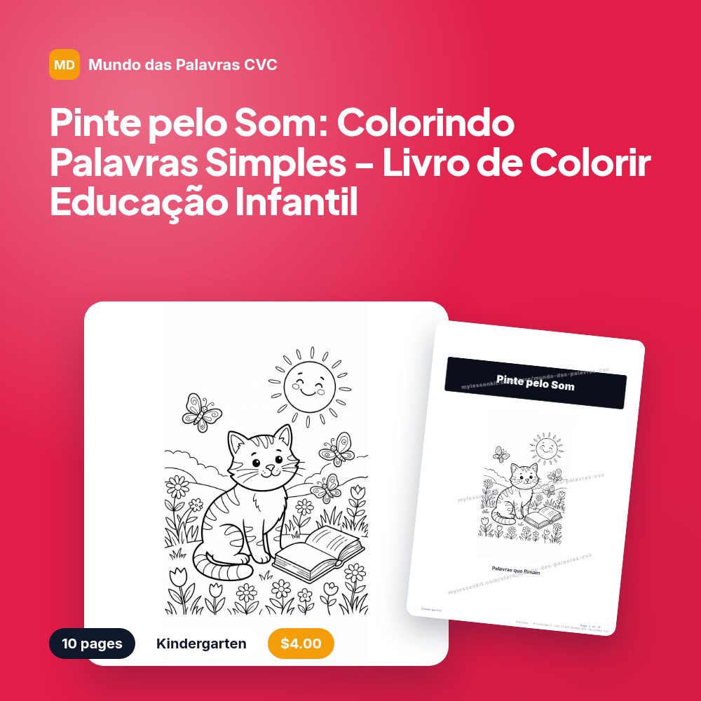 Pinte pelo Som: Colorindo Palavras Simples - Livro de Colorir Educação Infantil