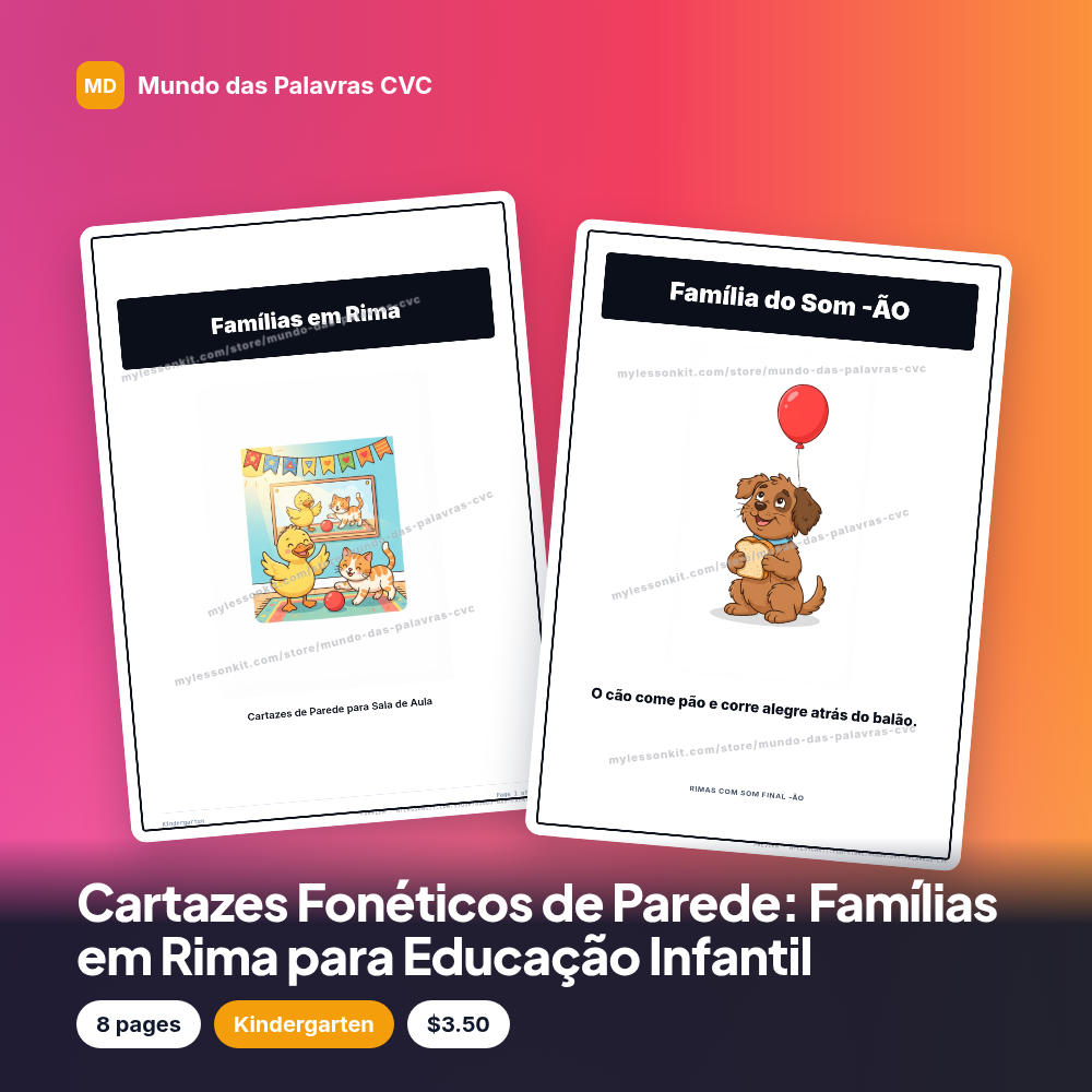 Cartazes Fonéticos de Parede: Famílias em Rima para Educação Infantil